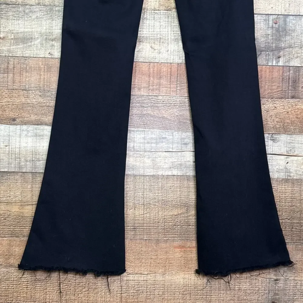 Paige High Rise Lou Lou Skinny Flare Jeans Raw Hem Black Shadow SZ 29